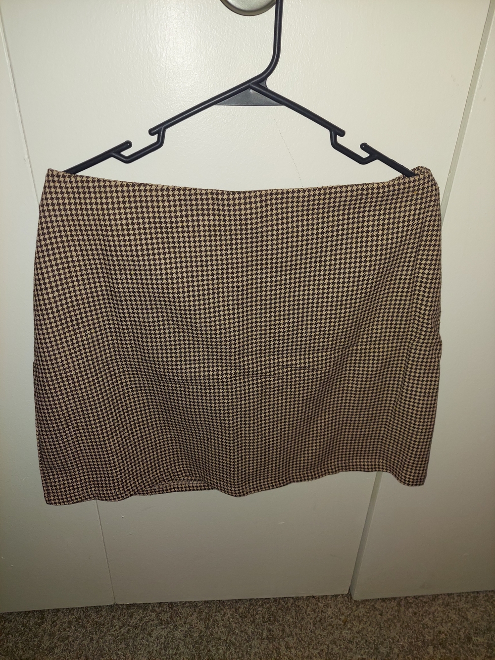 SHEIN Brown and Black Houndstooth Mini Skirt